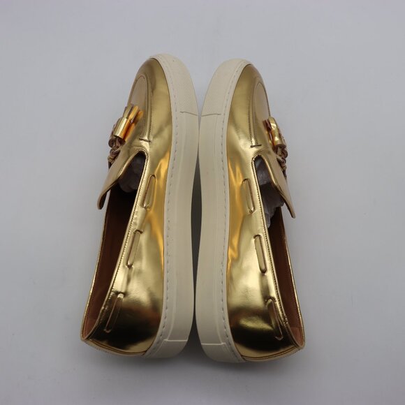 Superglamourous Tassel Loafers Men\'s EU 45 Gold Slip On Shoe Hand Made in Italy main image 5